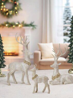 NEW Christmas Deer Family with Trees, Set of 5 New